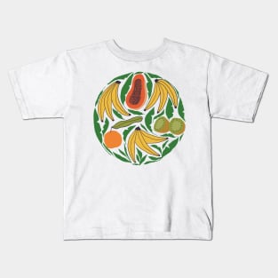 Brazilian Tropical Fruits // Banana, Papaya, Kiwi, Cashew Apple Kids T-Shirt